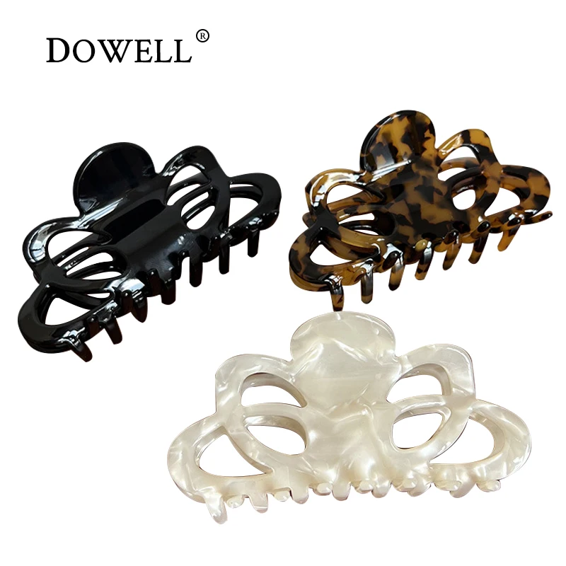 DOWELL wholesale french retro hollow hair accessories acetate large hair claw clips