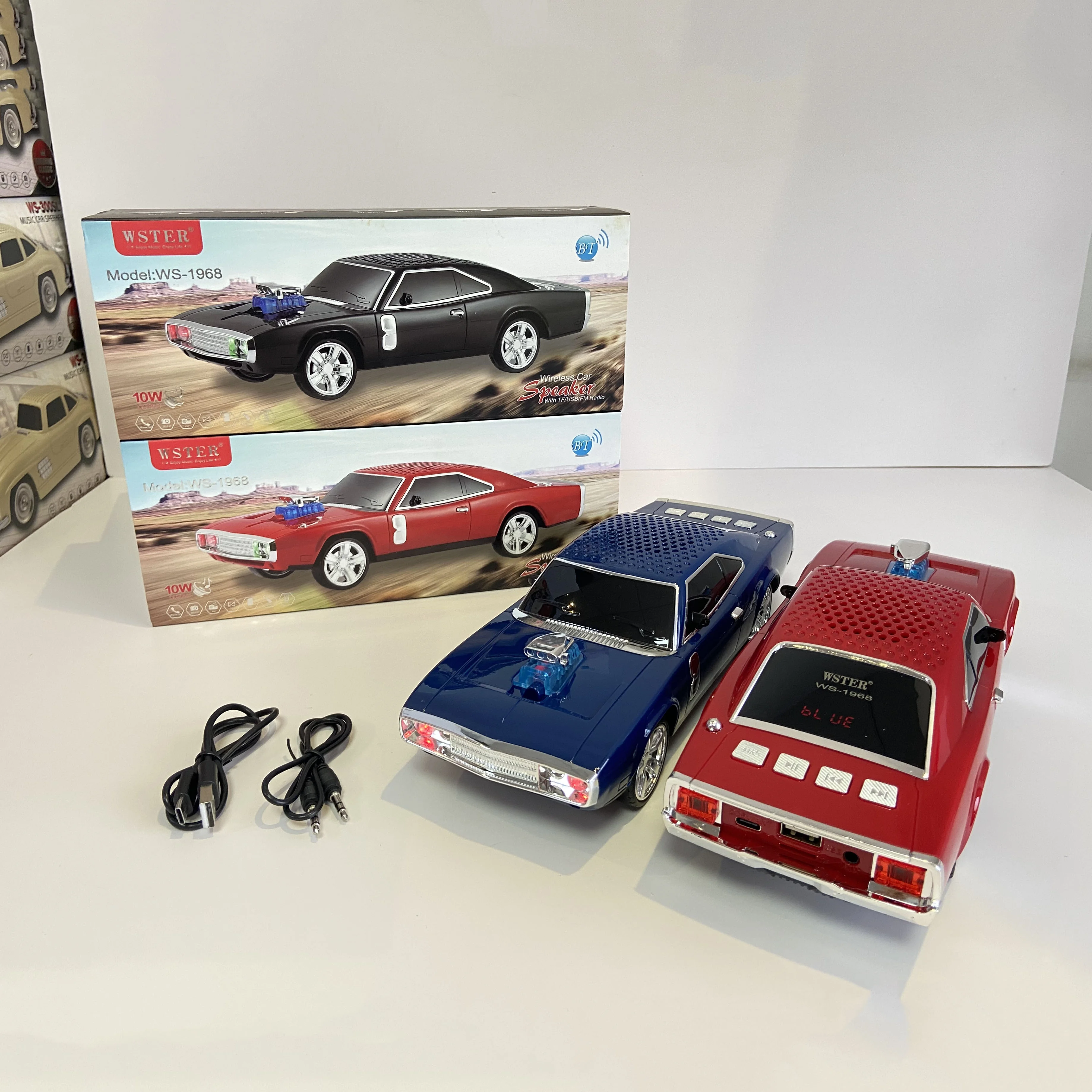 WS1986 1500mAh 1970 Challenger Car Shaped Wireless Home Theater Sound System Portable Mini Blue Tooth Party Speaker