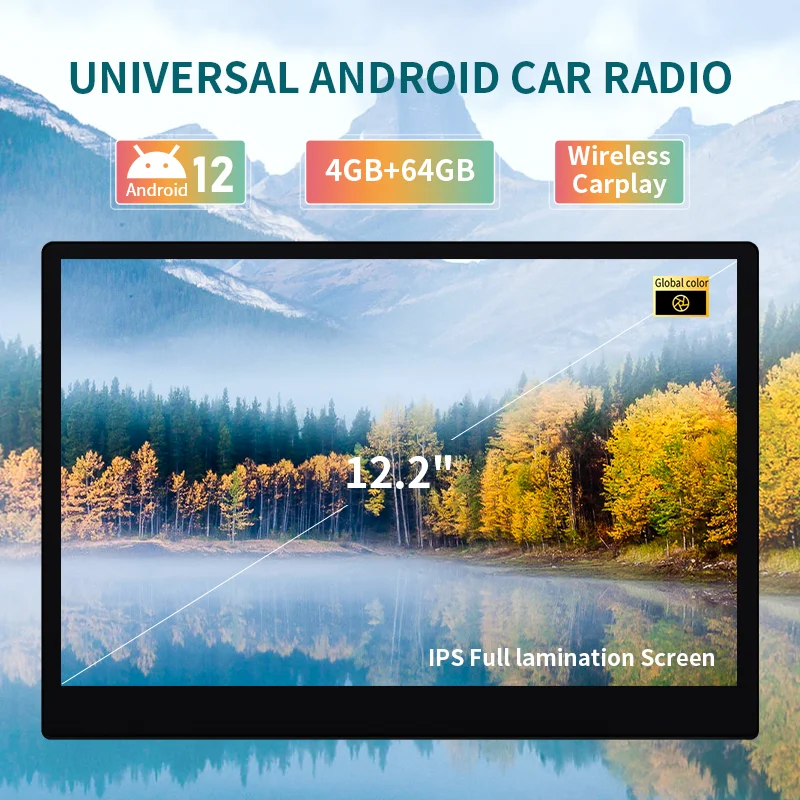 New Arrival 12.2 Inch 2 Din Universal Android 12 Car Radio 4+64GB/8+128GB 8Core Navi Car Multimedia Player