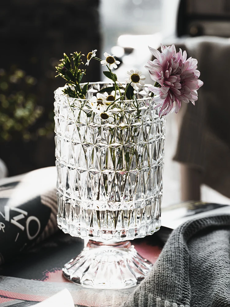 New Fashion Liuli Glass Crystal Vase Modern Home Light Luxury Desktop Decoration Glas Wedding Flower Vase