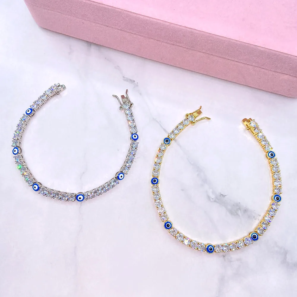 Ювелирные изделия Foxi в стиле хип-хоп Женская Цепь для тенниса с фианитами бриллиантовый браслет Майами эмалированные ювелирные от сглаза