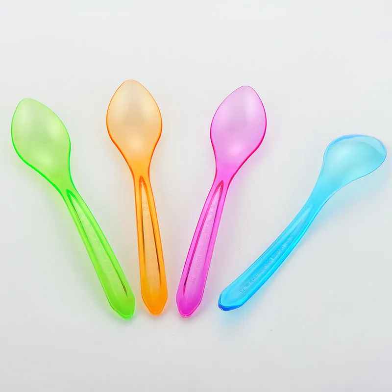 Customized Disposable Mixed Colours Plastic Spoons 3.5g Disposable Ice Cream Scoop Dessert Spoon