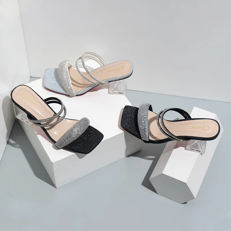 Women heel shoes 2022 crystal diamond flash high heel sandals fashion heel sandals