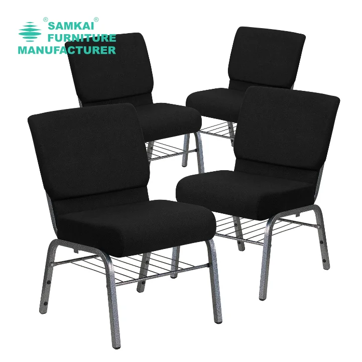 SK-YHY-E001 Quality Metal Stackable Church Chairs with Comfort Padding Interlocking Design for Worship Auditoriums USA Wholesale