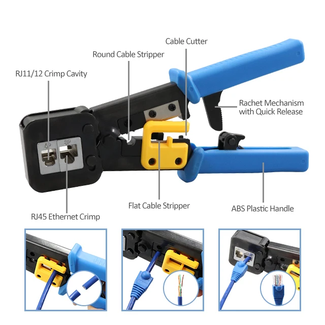 Networking tools RJ45 Pass Through ez Crimping Tool cable pliers Telephone Cable cutter Tool for RJ11/RJ12