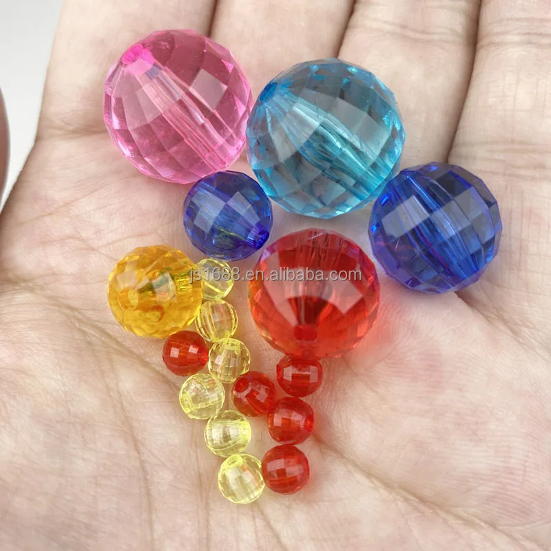 6-20mm Transparent colorful Round 96 Faceted earth Acrylic Beads for handmade bag Making curtain jewelry accessories wholesale