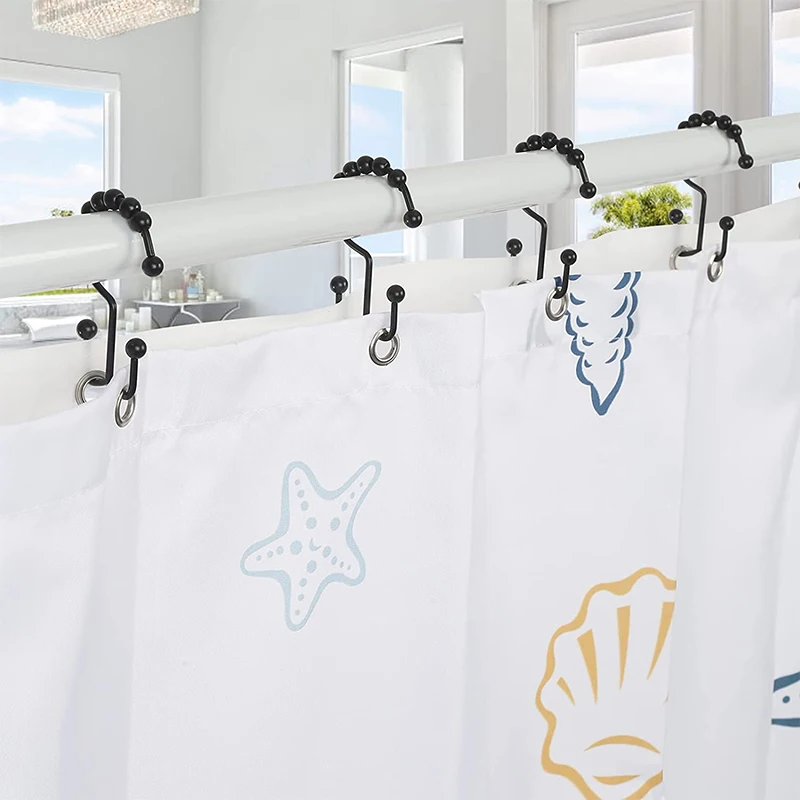 Wholesale shower curtain hooks rust resistant bathroom double shower curtain hooks rings