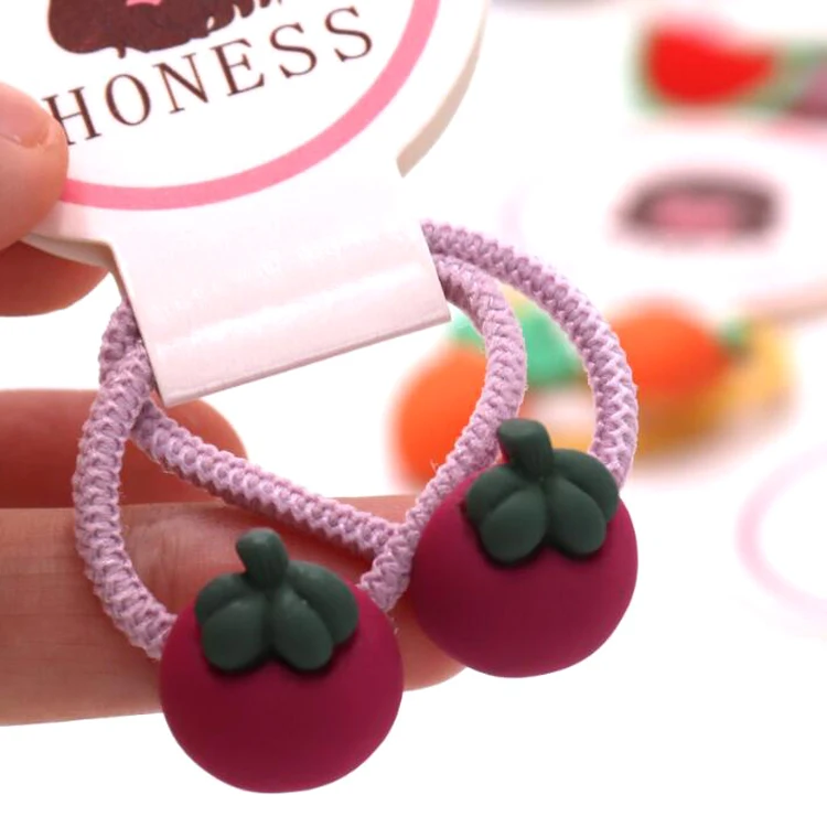 LDD58 резинки для волос с милыми фруктами и растительным узором, эластичная подвеска, резинка для волос для девочек