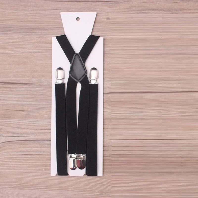 Women Suspenders Modern Design High Waist Pants Elastic Fabric Black Suspenders