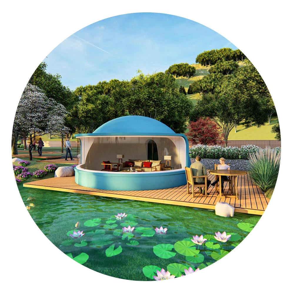 Prefabricated dome houses Casas domo prefabricadas Ecological building seaside villa Animation house