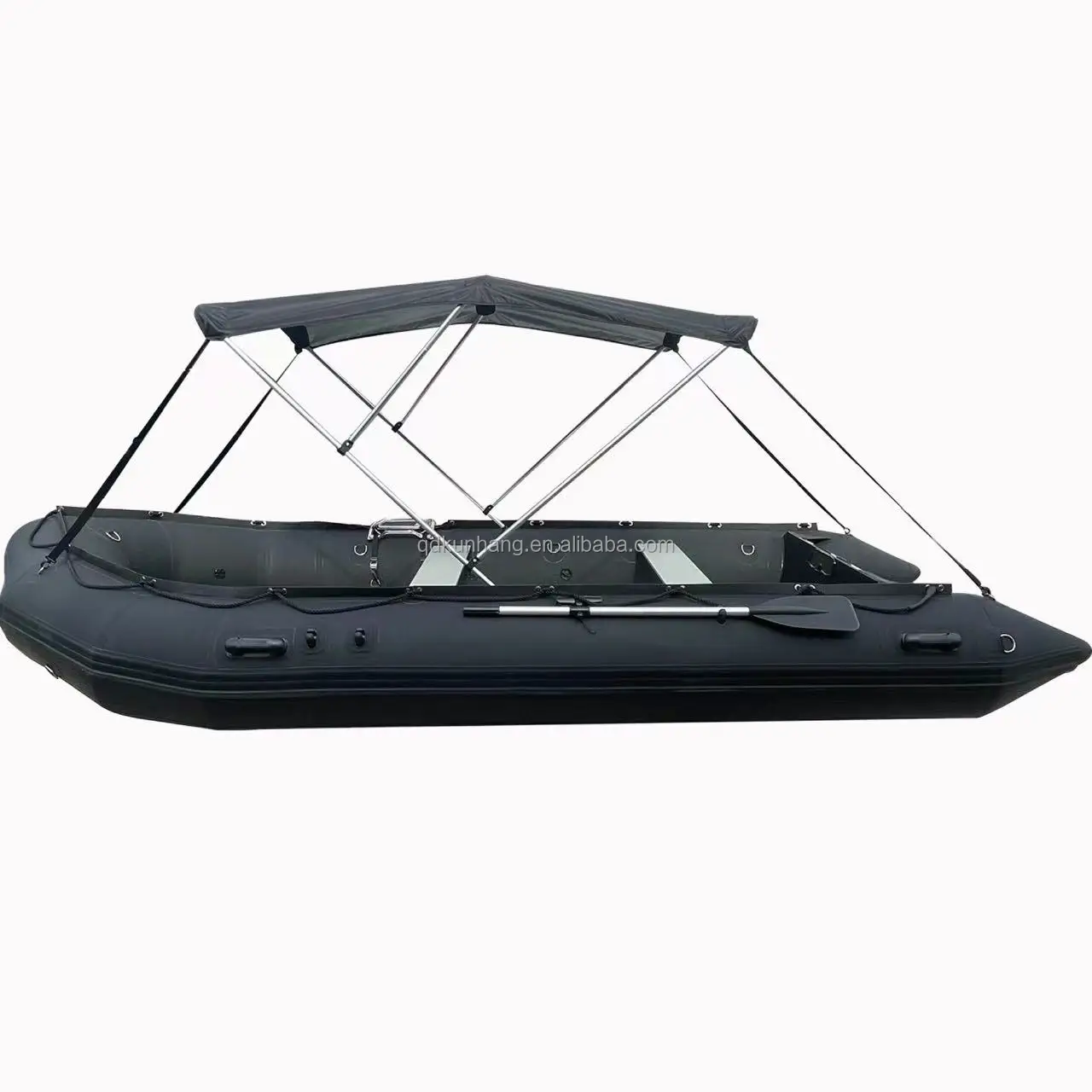 14 ft Aluminium transom folding rowing boat with bimini top aluminium floor PVC inflatable boat for sale
