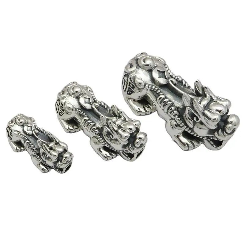 Pi Xiu 925 Sterling Silver Pi Yao DIY Charms For Men Jewelry Making Attract Wealth Health and Good Luck