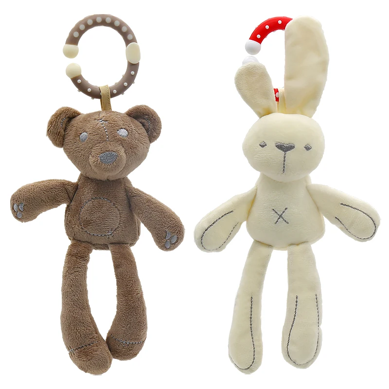 Baby stuffed animal bed hanging white gray bunny plush rabbit toy