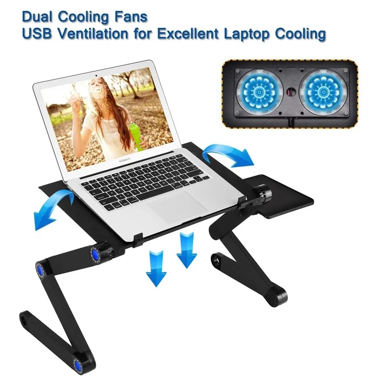 
Hot Sale Bed Computer Table Laptop Holder Stand Folding PC Table Living Room Furniture Home Office Computer Desk with Cooler Fan 