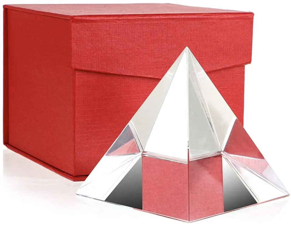 Desk Ornament Photography Meditation Healing Clear Pyramid Glass Paperweight Crystal Pyramid