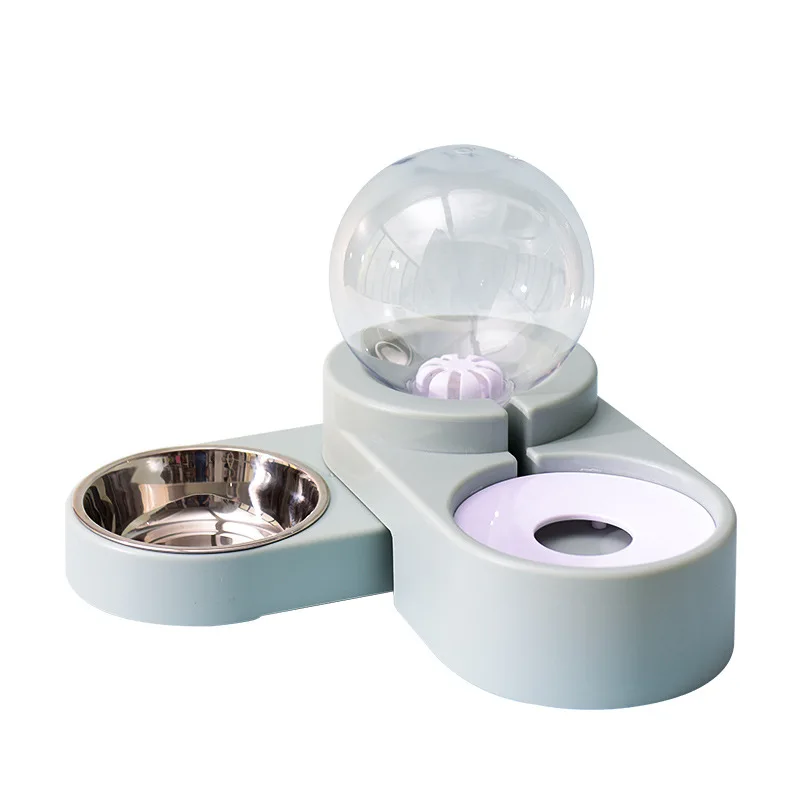 Ball Bubble Design Multi-function Pet Cat Dog Water Food Double Bowl Automatic Pet Water Food feeder