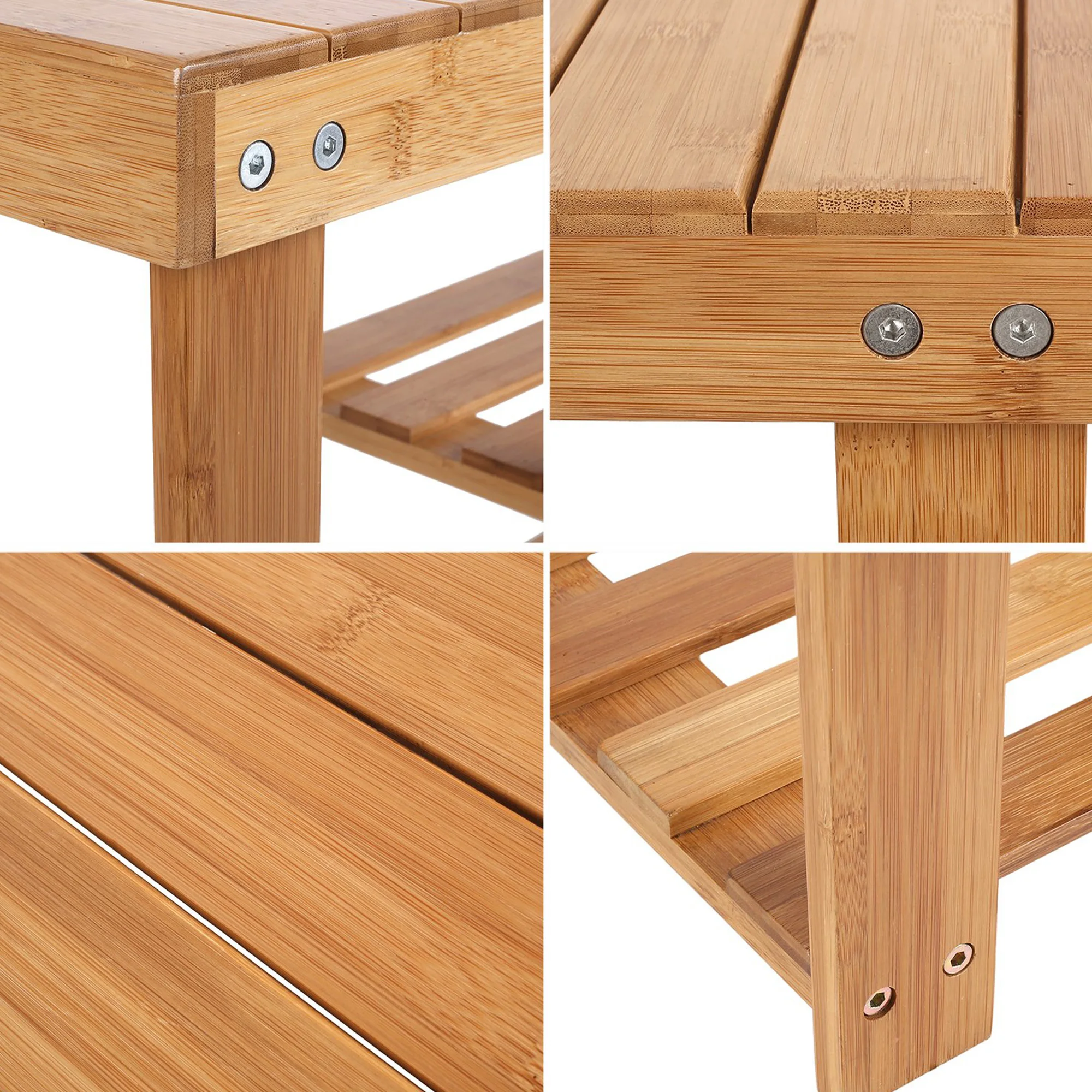 Sturdy Shoe Rack Bench 3-Tier Bamboo Shoes Organizer Ideal For Entryway
