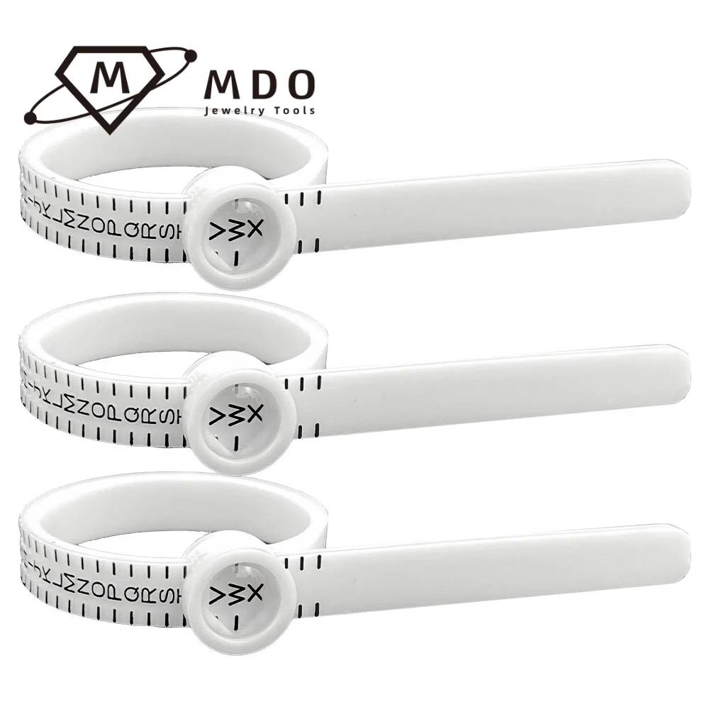 High Quality Economical Durable Using Jewelry Ring Measuring Tools White Finger Gauge Ruler Plastic Ring Sizer with Magnifier