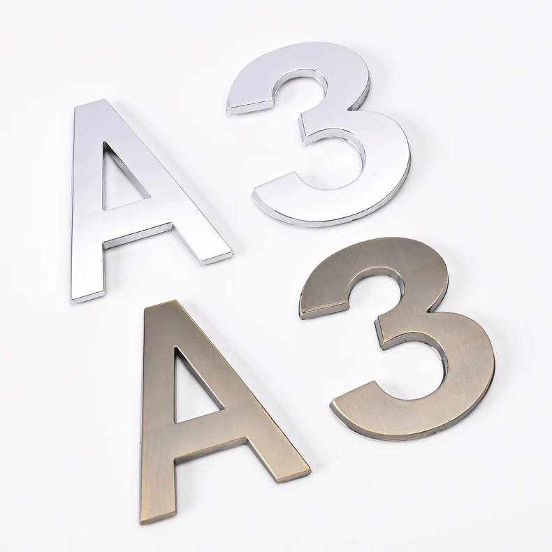 Custom 3D 4D ABS Plastic Letters Numbers Sliver Coppery Color Name Plate for Car License Number Plates Letters