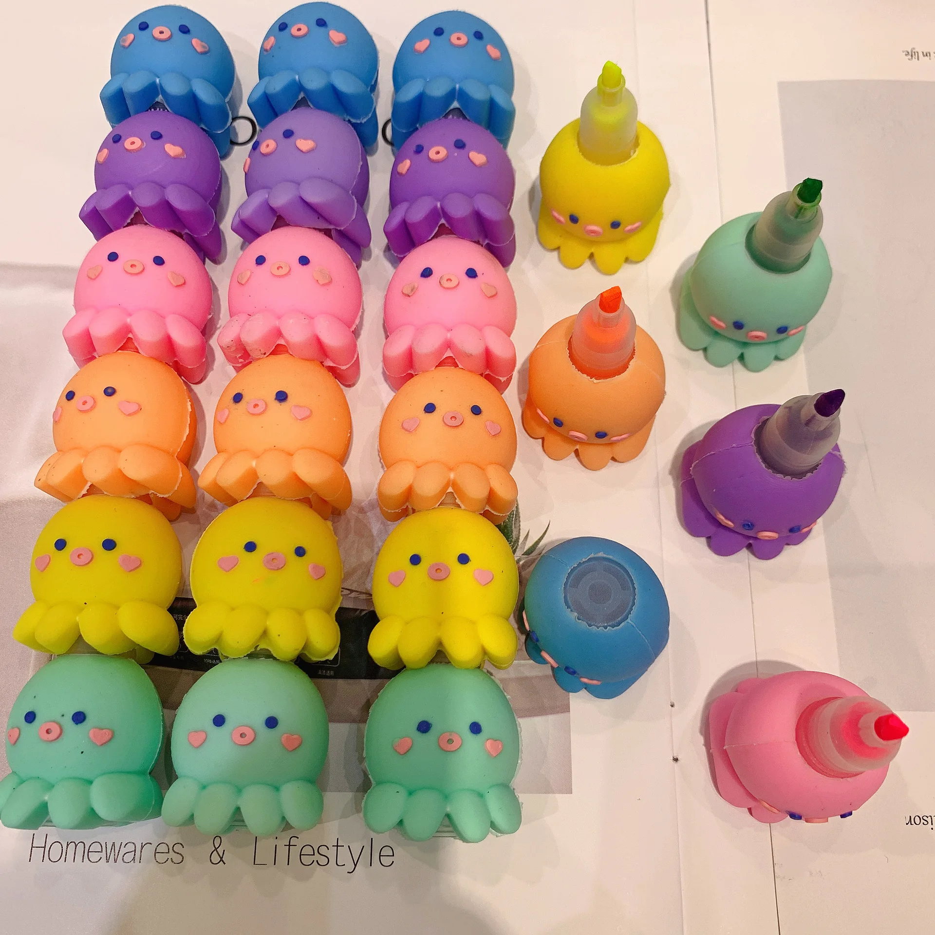 Creative octopus shape highlighter silicone octopus cute stationery focus marker graffiti pen hand pen