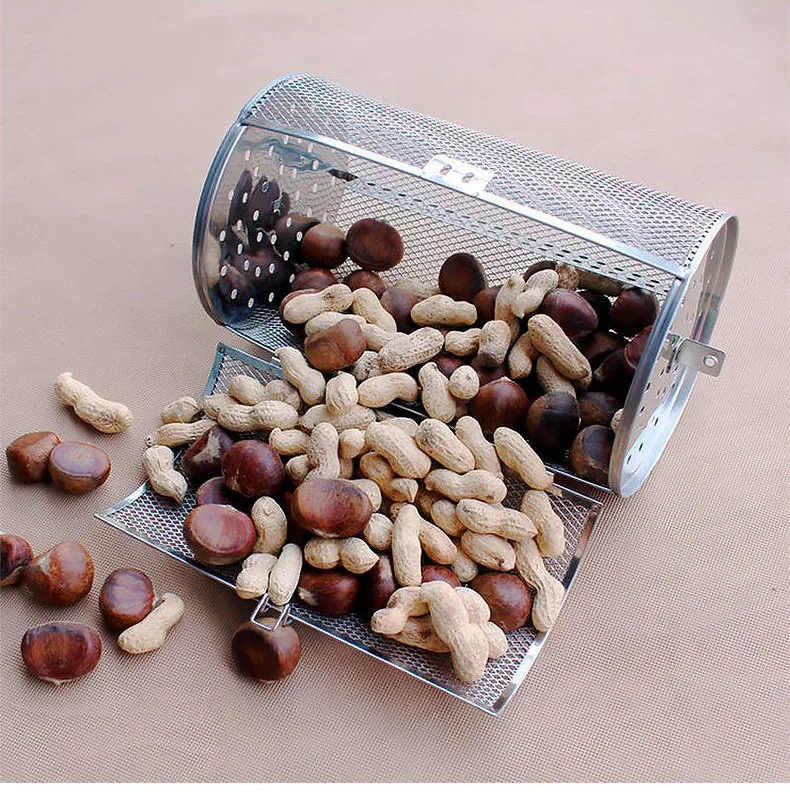 Hedan factory stainless steel square hole BBQ Rolling Grill Basket