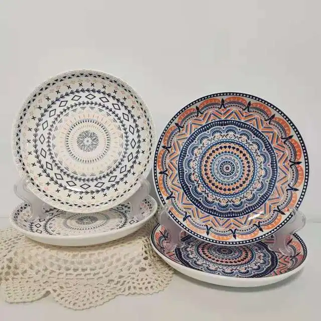 PA28 Bohemia Style 4 Pieces Porcelain Dinner Plate Dinnerware Ceramic Restaurant Plate Set