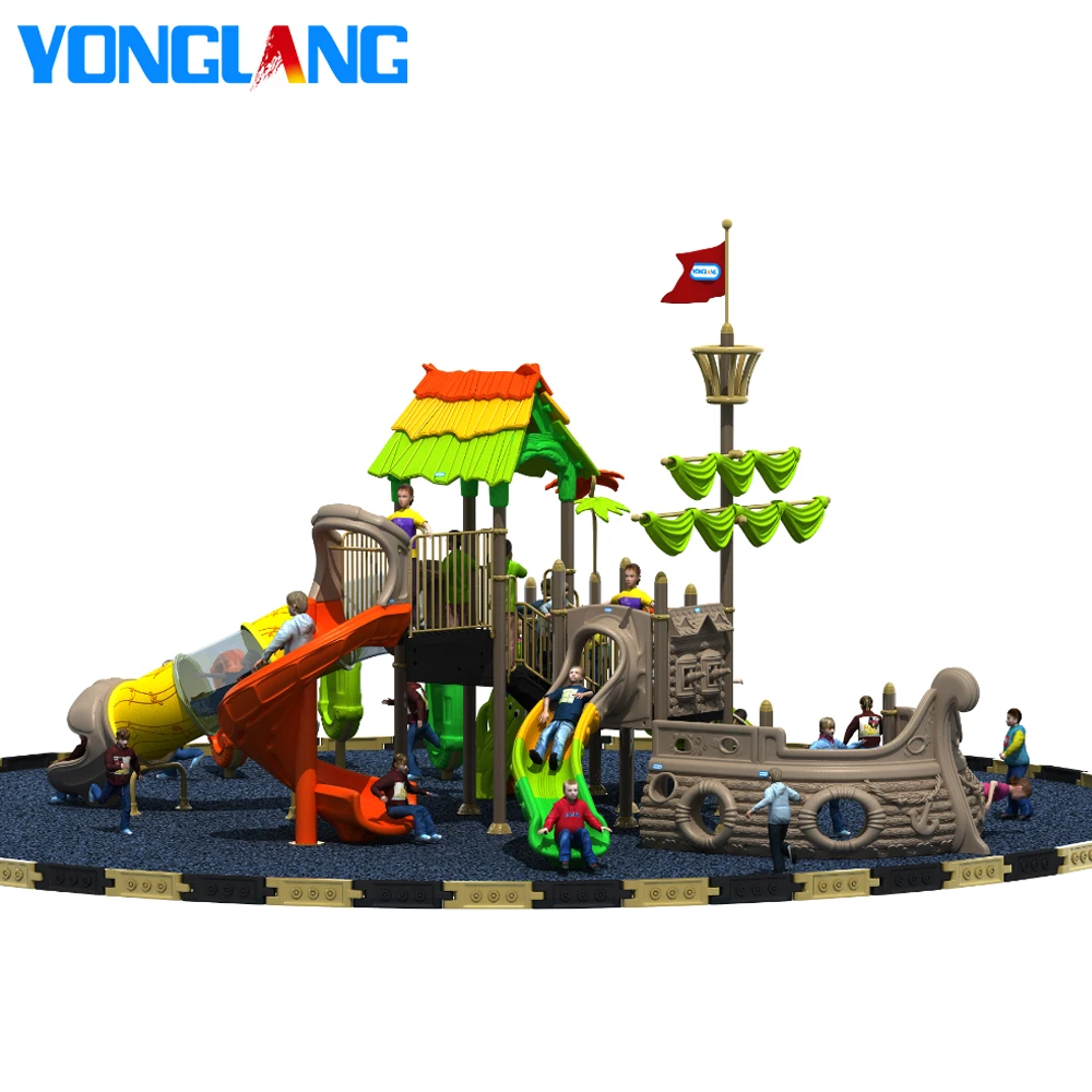 Новая уличная пластиковая игровая площадка с пиратским кораблем для продажи