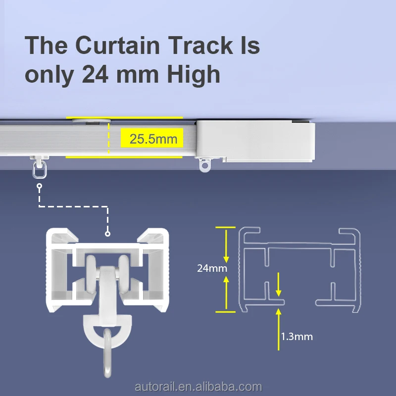 AUTORAIL Curtain Motor With RS485/RF433/Wifi/Zigbee/Remote Control Electric Curtain Smart Home Automatic Curtain Opener