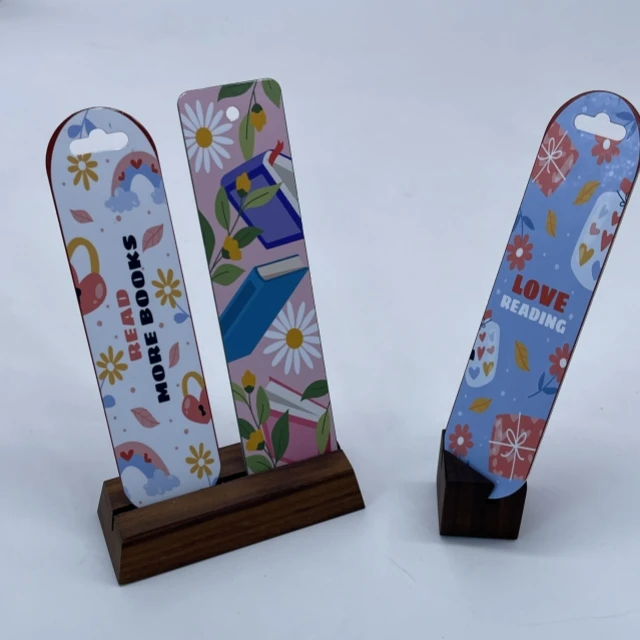 Double-sided HD gloss white sublimation aluminum bookmark heat transfer printing photo book mark blank picture