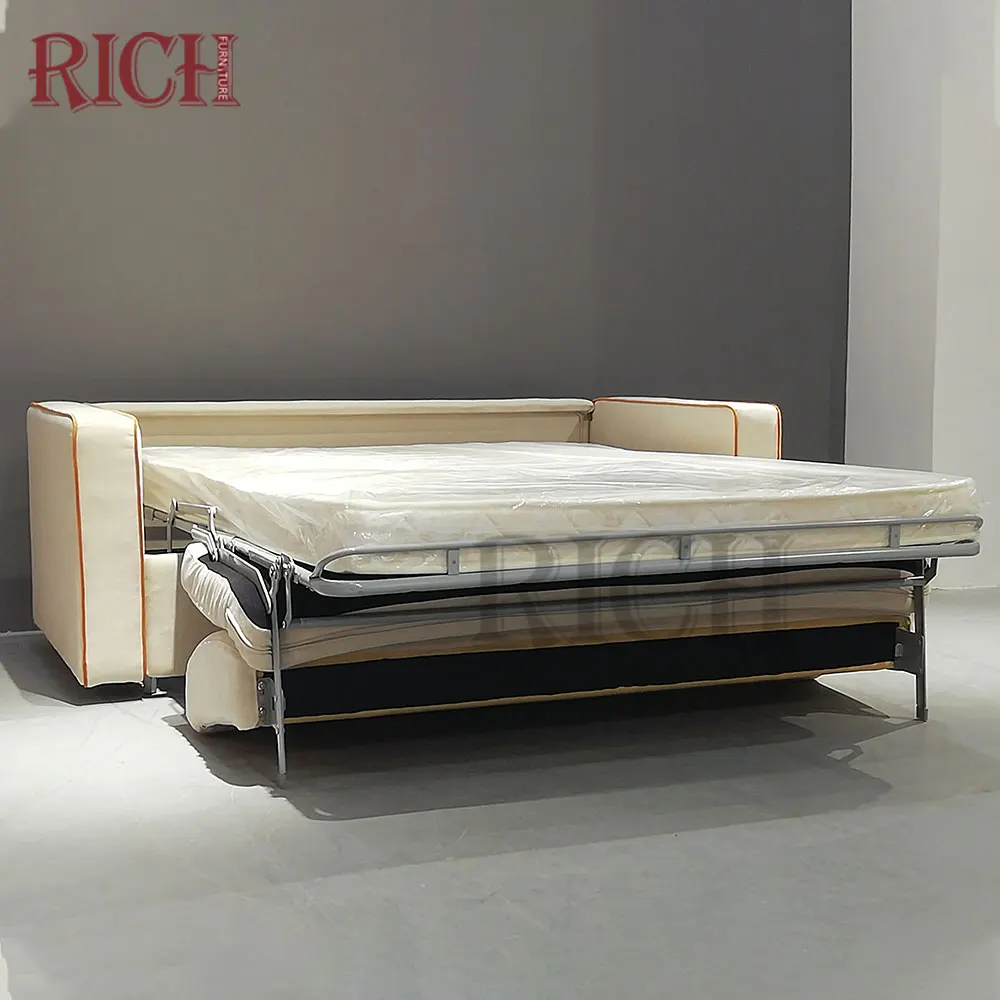 Popular Living Room Furniture modern divan bed folding single double sofa bed Dual-used Couch European Style Beige Sofa Bed