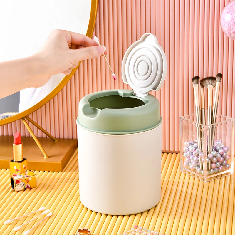 Plastic Cute Pink Small Desktop Pen Holder Mini Kawaii Dustbin Rubbish Trash Cans Garbage Waste Bins Tabletop With Lid
