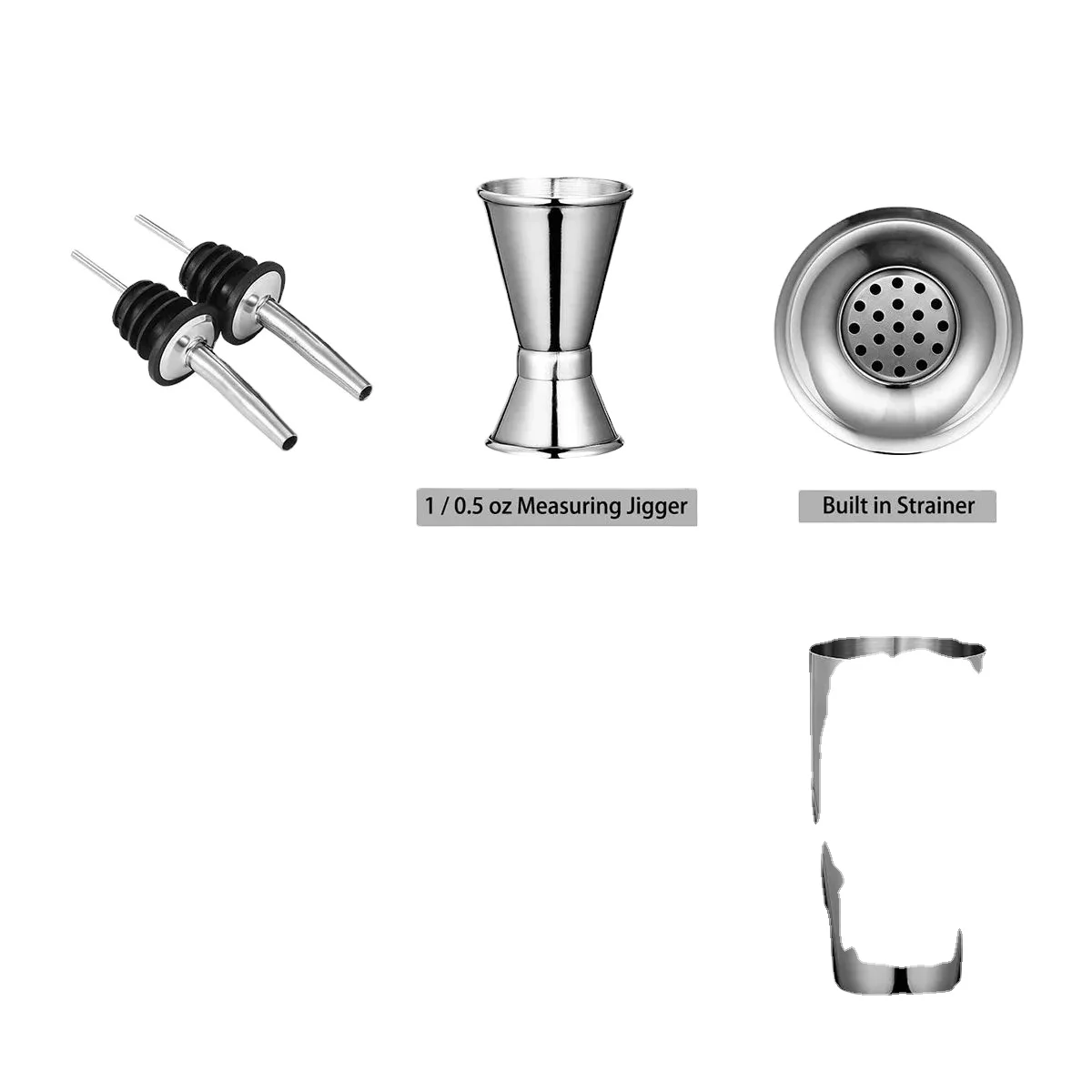 Factory Manufacture Plated Gold Unique Martini Custom Logo Bar Tool Gift Stainless Steel Bartender Kit Cocktail Shaker Set