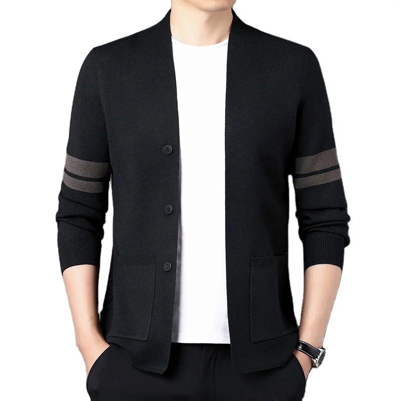 2024 2025 Custom Mens Cardigan High Quality Cardigan Mens Sweater Knitted with Button Sweater Cardigan Standard Print Pattern