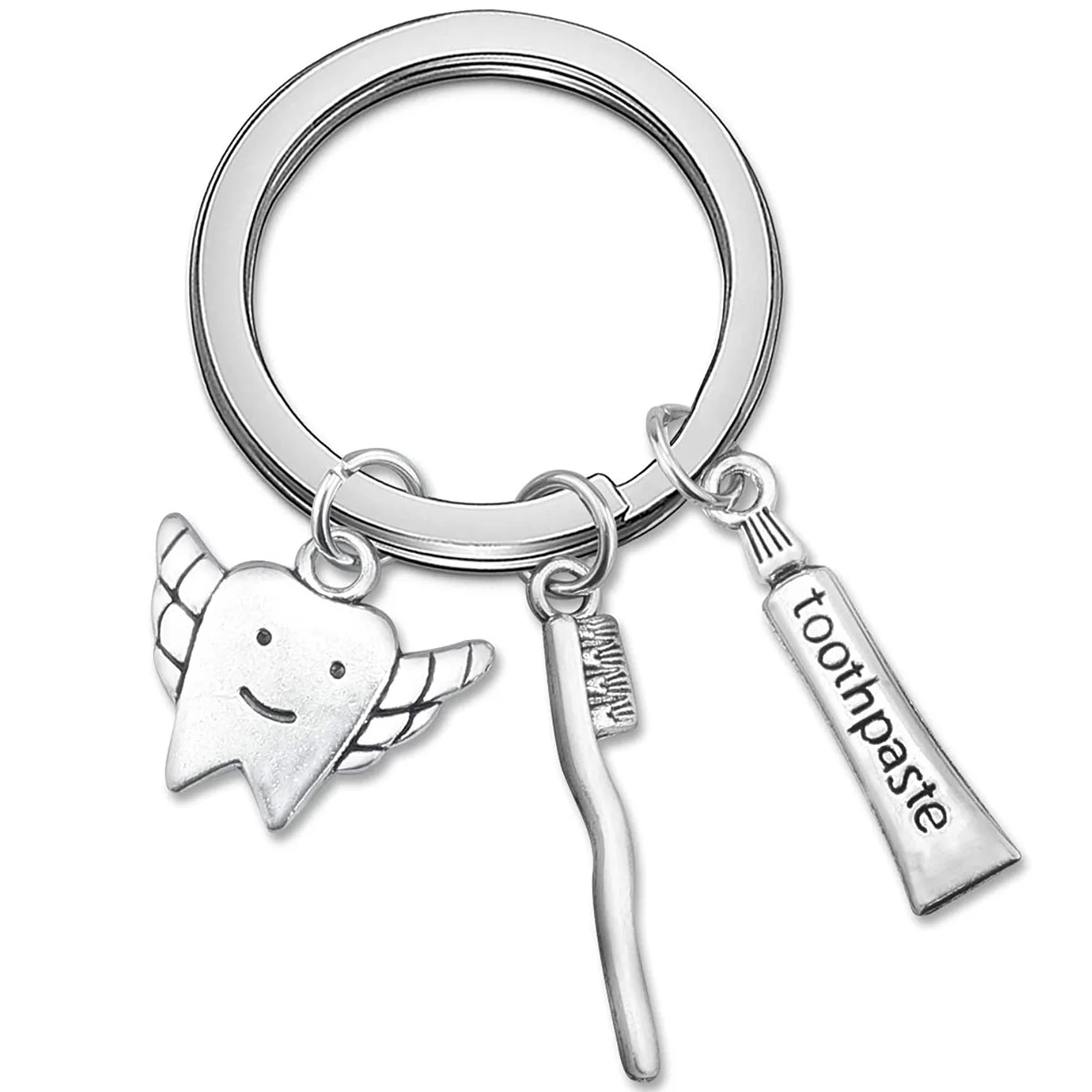 Creative Personality Teeth Toothbrush Toothpaste Keychain Appeal Care Dental Health Doctor Nurse Family Friend Jewelry