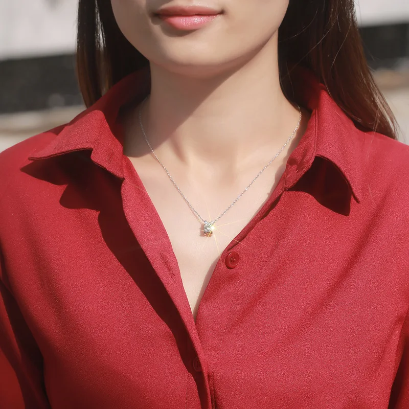 Hot Sale Vintage Jewelry 925 Sterling Silver Bright Moissanite Necklace For Women