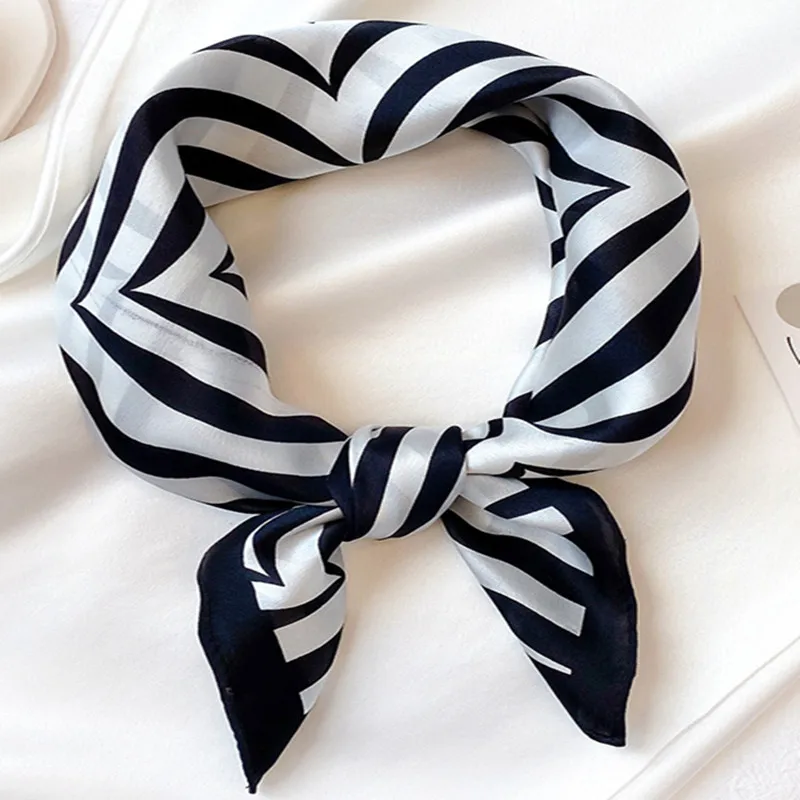 100% Silk Square Scarf Women Hairband Lady Fashion Summer Spring Neckerchief Bandana Leopard Striped Printed Neck Scarves types