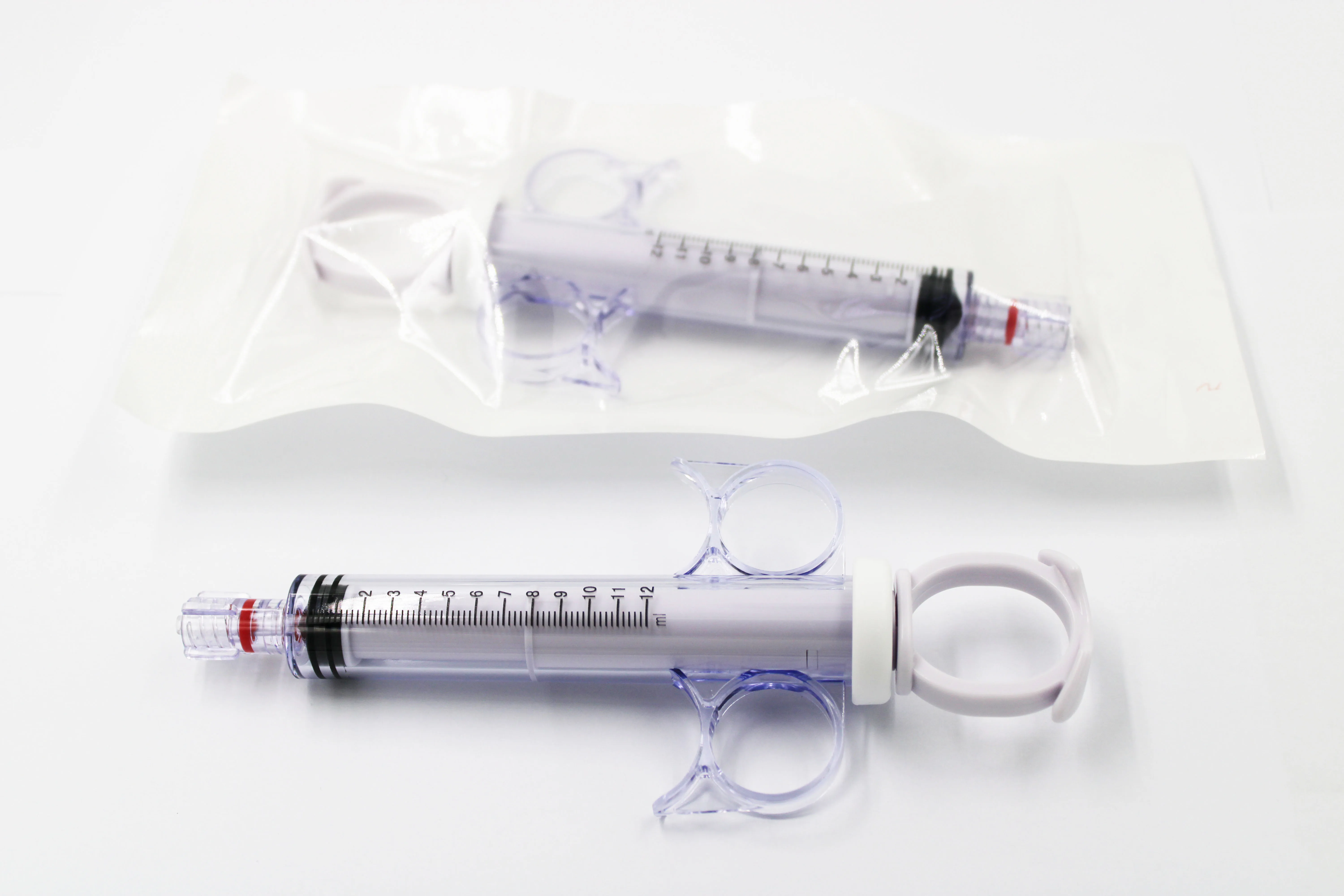 
CE Disposable Medical 12ml Contrast Medium Injector 3-ring Angiography Syringe 