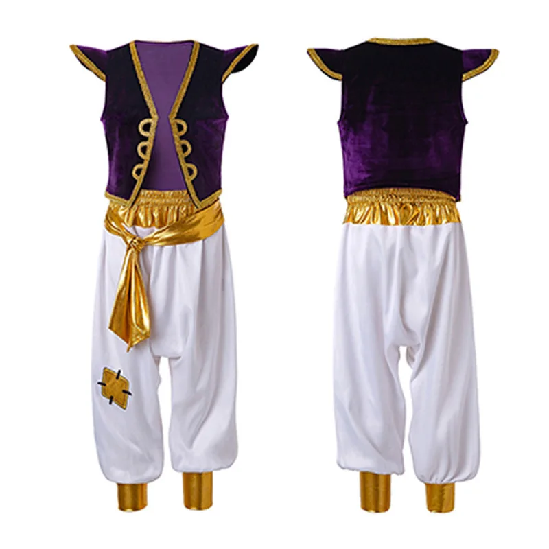 Kids Boys Cosplay Prince Aladdin Costume Movie TV Role-playing Halloween Dress Up Performance Arabian Prince Costume Set