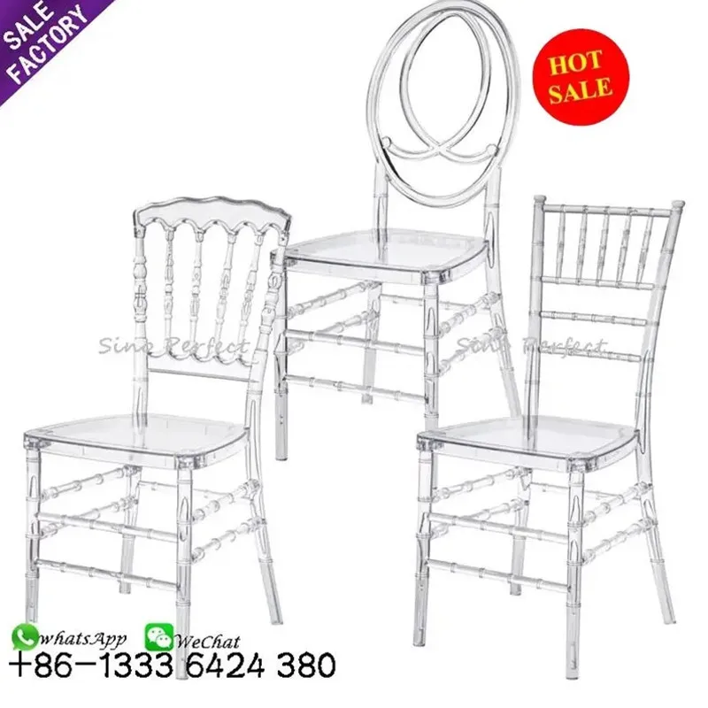 Good Quality Rent Stacking Plastic Event Pary Transparent Napoleon Cheap Plastic Acrylic Royal Chaise de mariage