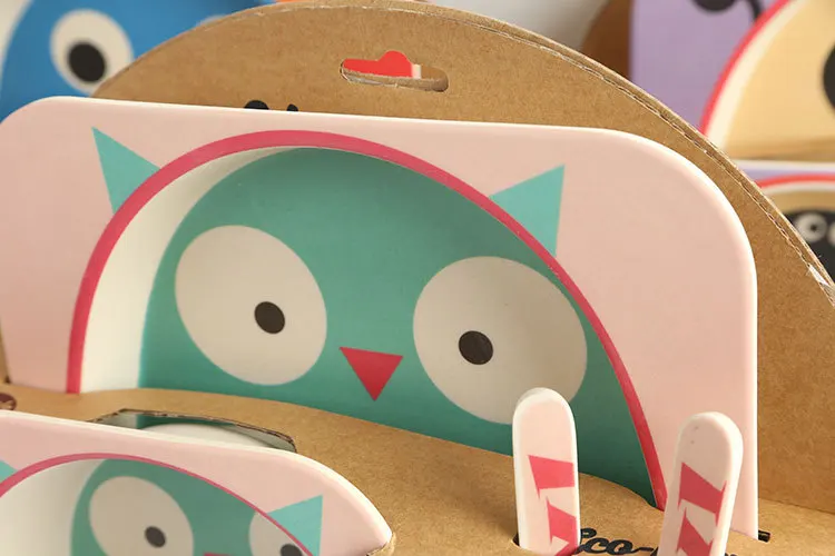 Customized bamboo fiber tableware children baby feeding set plate cartoon bowls for baby