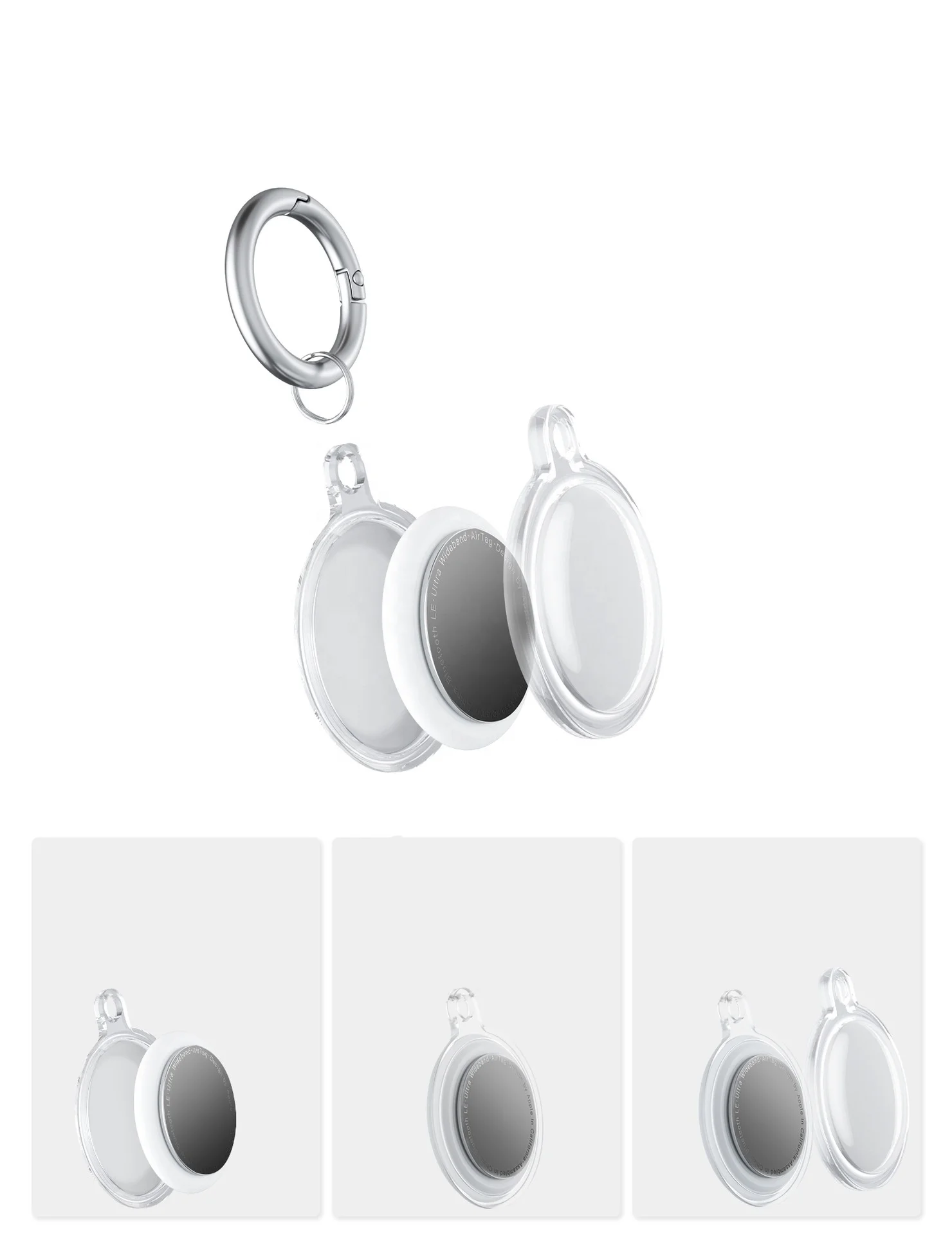 Hot Sale Wireless Metal Keychain Tracker AirTag Bag Transparent TPU Anti-Scratch Protective Cover AirTag Case With Custom Logo