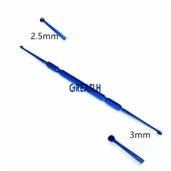 surgical eye curette Chalazion Curette Double-ended Single head Stainless steel Titanium Micro ophthalmic