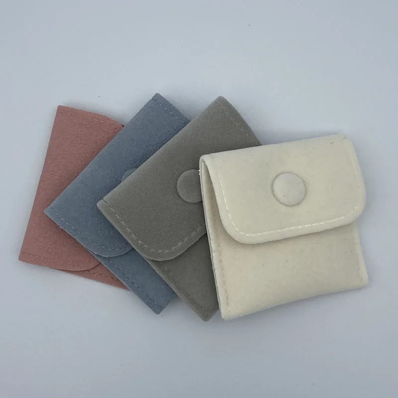 custom logo box suede travel velvet button insert satin white ribbon silk jewelry bag gift pouch necklace earring ring packaging