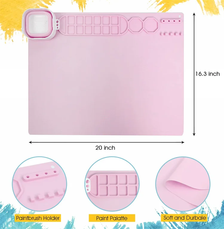 Custom Bpa Free Food Grade Silicone drawing mat Multi-Purpose Silicone Craft Mat Silicone Painting Mat With Cup