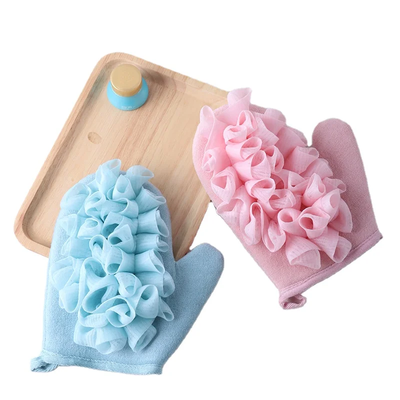 Amazon Hot Selling Portable Bath Gloves Double Sides Bath Gloves Exfloating Bath Gloves Soft Remove Dead Skin