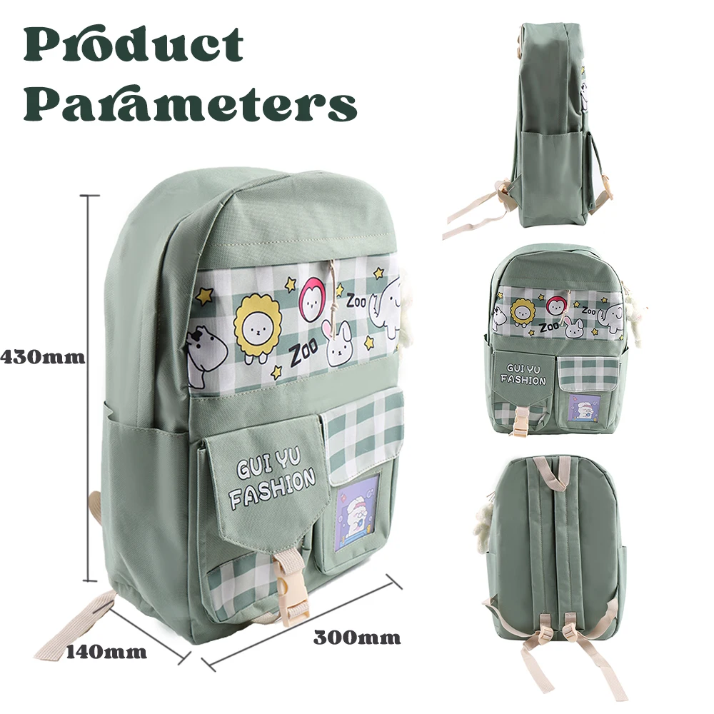 2023 Customized Hot Sale Backpack girl junior high school student schoolbag Korean style bag five sets of large capacity bag set