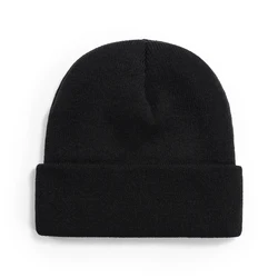 Unisex Wholesale Personalized Solid Color Winter Warm Acrylic Knitted Beanie Hat