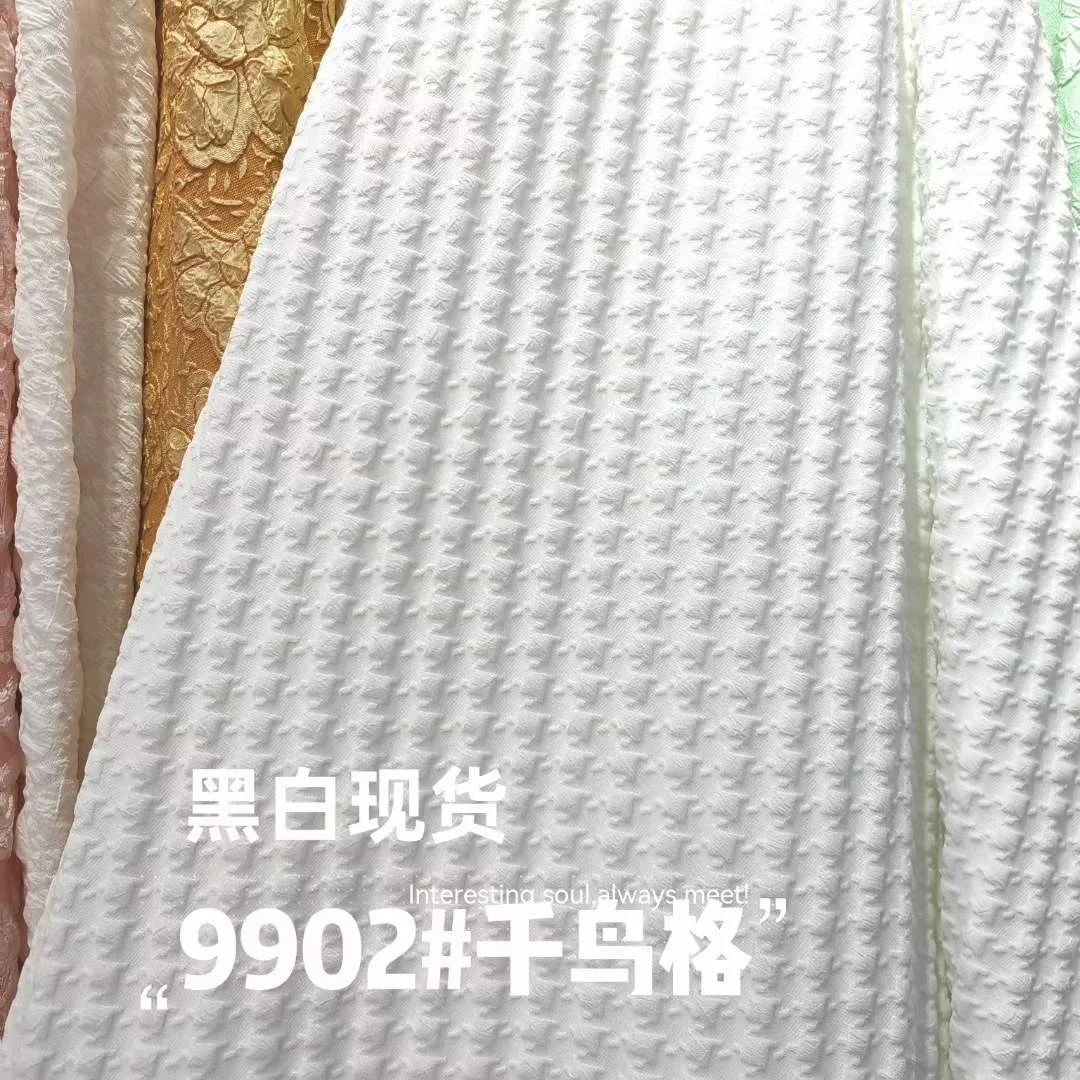 3D Dimensional  Swallow Gird Embossed Pattern Design Polyester Jacquard Fabrics With Multi Color For Making Garment Dresses Bags