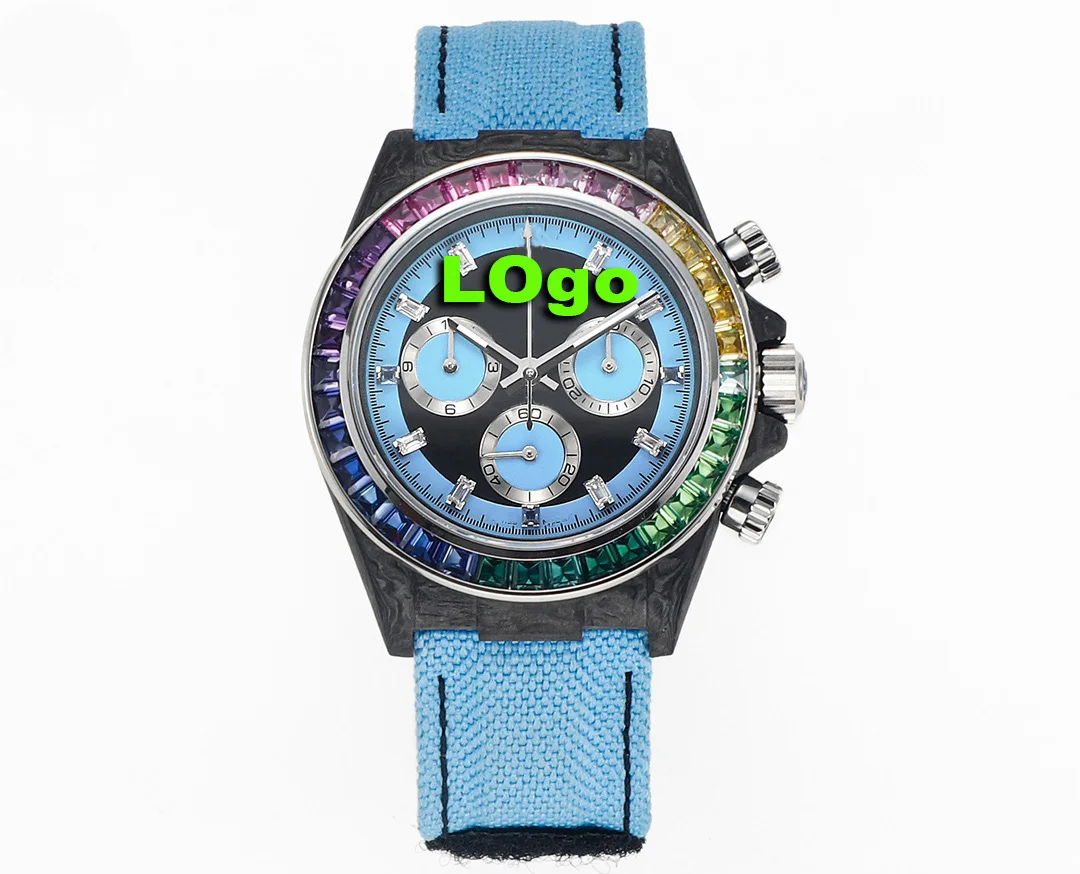 DIW factory custom modified carbon fiber rainbow color 7750 mechanical movement watch