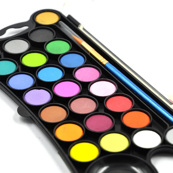 High Quality 24 Colors Solid Watercolor Painting Water Color Paint Set in pp Box